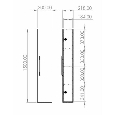 Saneux AUSTEN 30cm x 150cm Side Unit Gloss White - Letta London - 