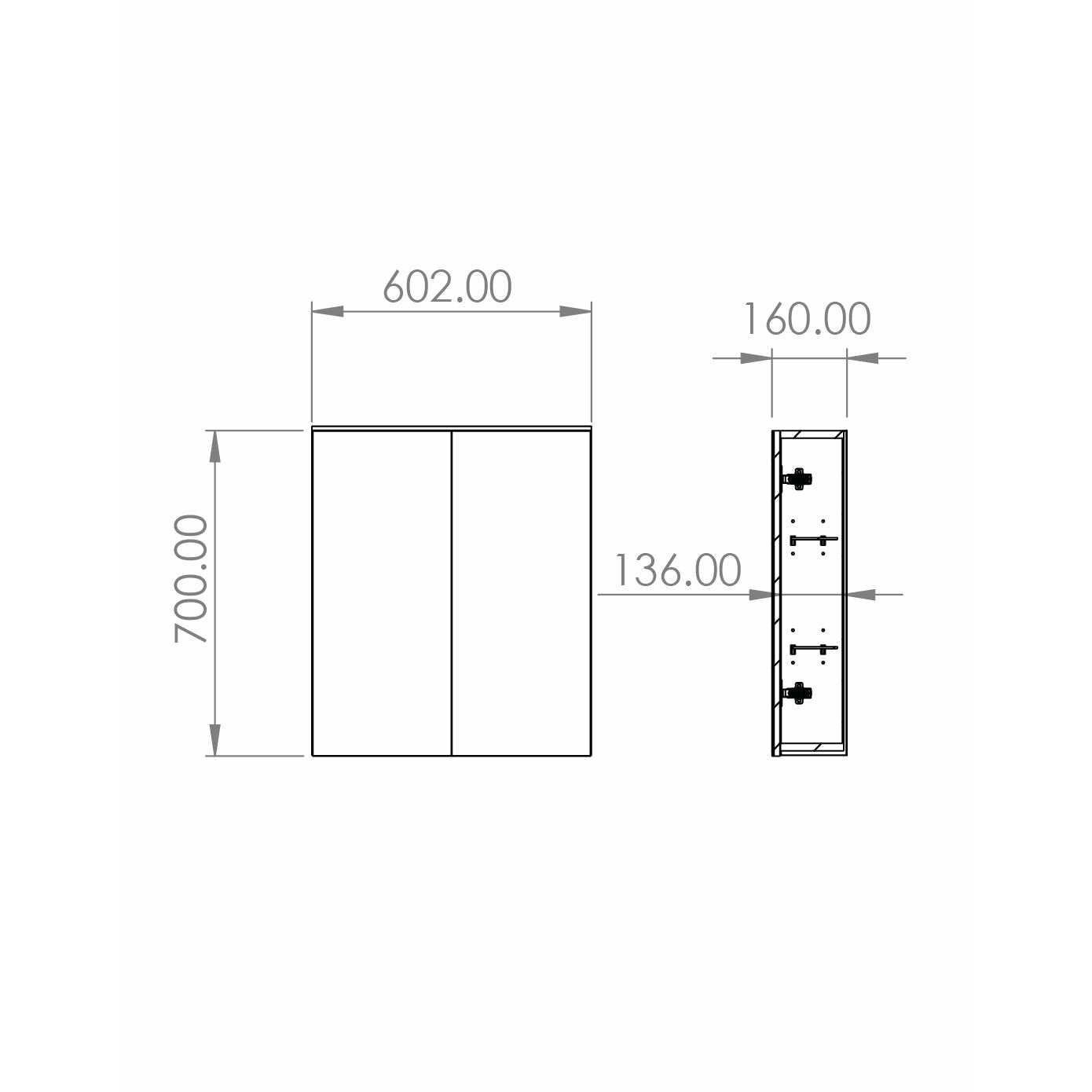 Saneux AUSTEN 60cm 2-Door Cabinet Matte Iron Grey - Letta London - Mirror Cabinets