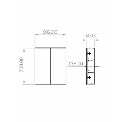 Saneux AUSTEN 60cm 2-Door Cabinet Matte Iron Grey - Letta London - Mirror Cabinets