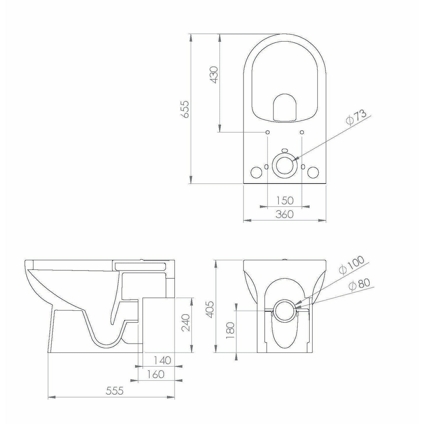 SANEUX AUSTEN CLOSE COUPLED TOILET PAN - SOIL EXIT including cistern and soft close seat - Letta London - 