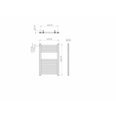 Saneux Chrome EMBER 500 x 800 Towel Rail - Letta London - Heating