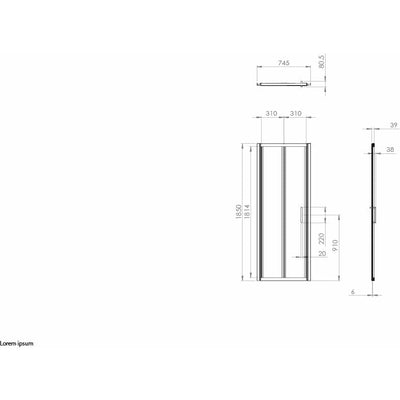 Saneux Chrome Square WOSH Bi-fold shower doors - 800mm 6mm - Letta London - Bi-Fold Doors