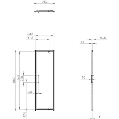 Saneux Chrome WOSH Pivot Shower Door - 800mm 6mm - Letta London - Pivot Doors