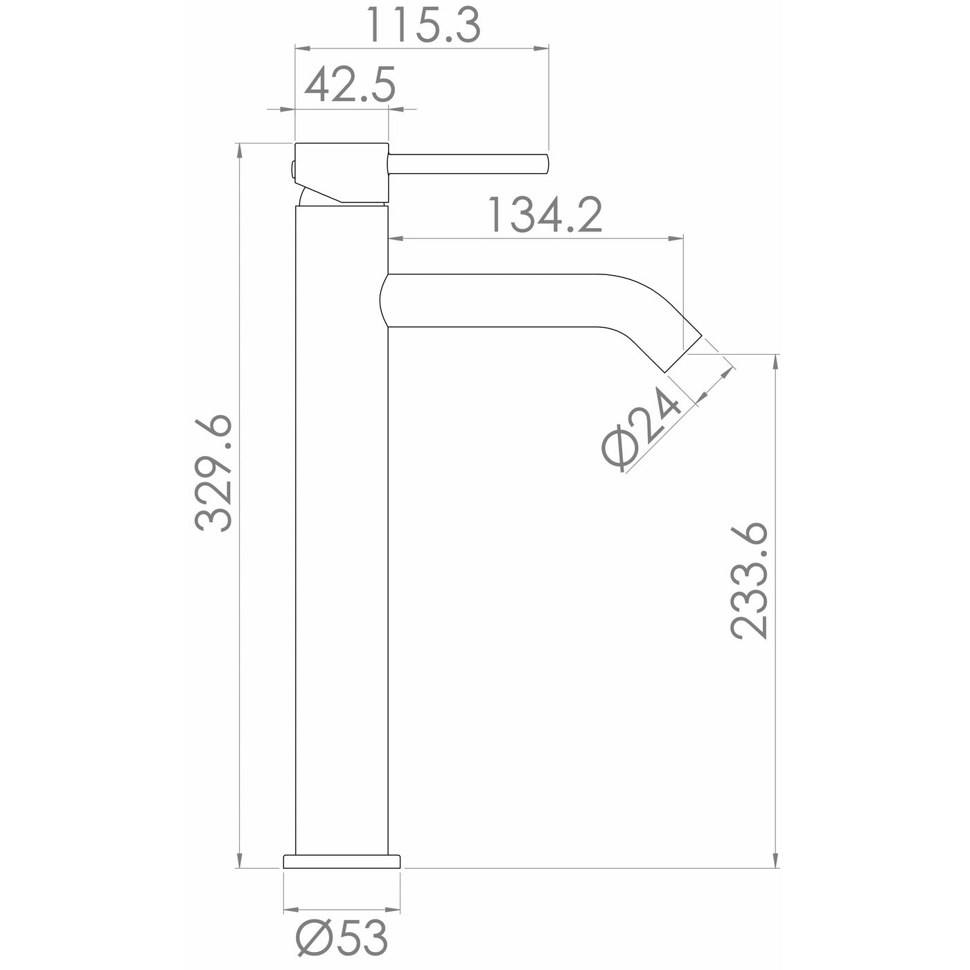 Saneux Deck Mounted Chrome COS Tall Mixer Chrome - Letta London - Basin Taps