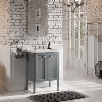 Saneux Dove Grey Floor Standing Vanity Unit and Sink (600mm) - Letta London - Floor Standing Vanity Units