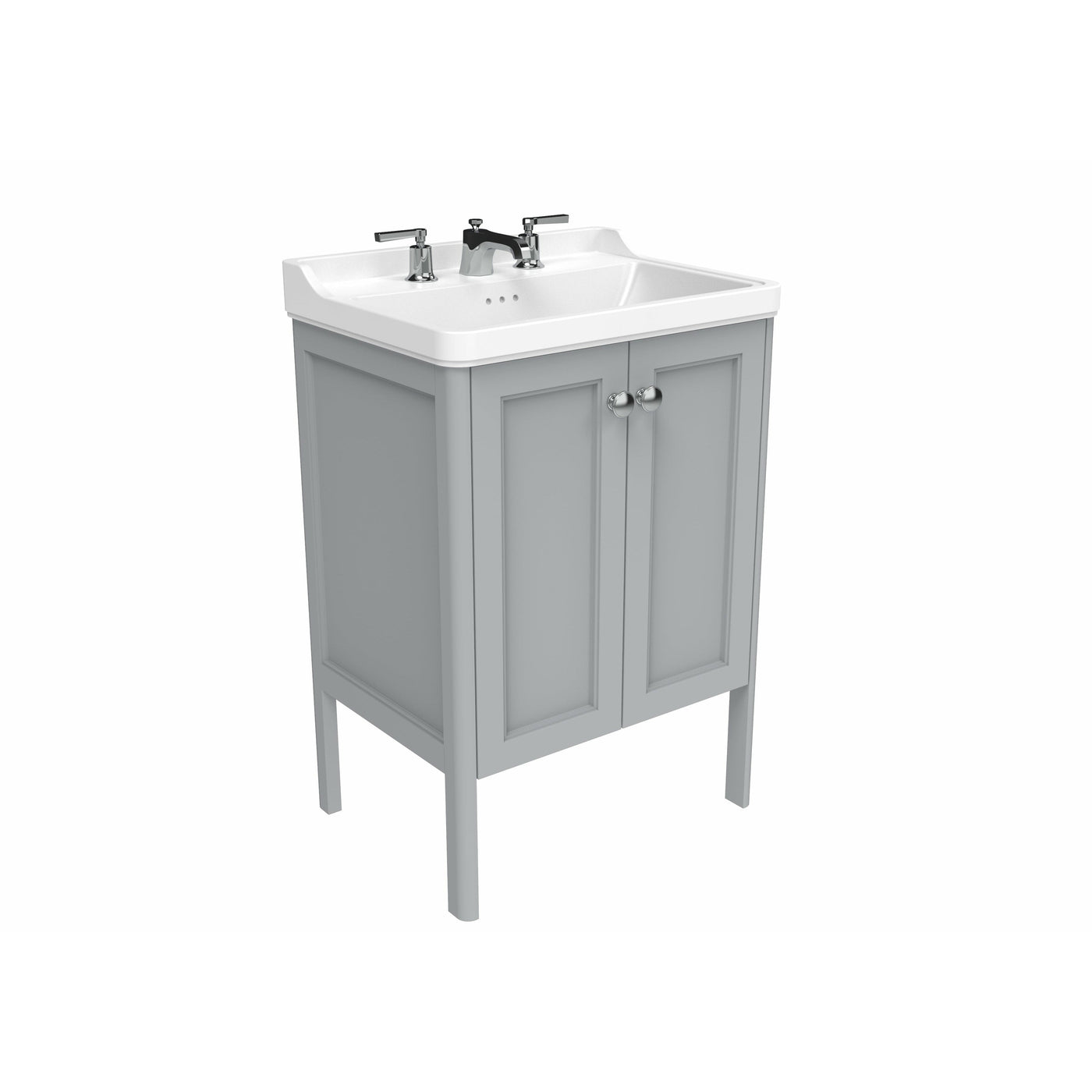 Saneux Dove Grey Floor Standing Vanity Unit and Sink (600mm) - Letta London - Floor Standing Vanity Units