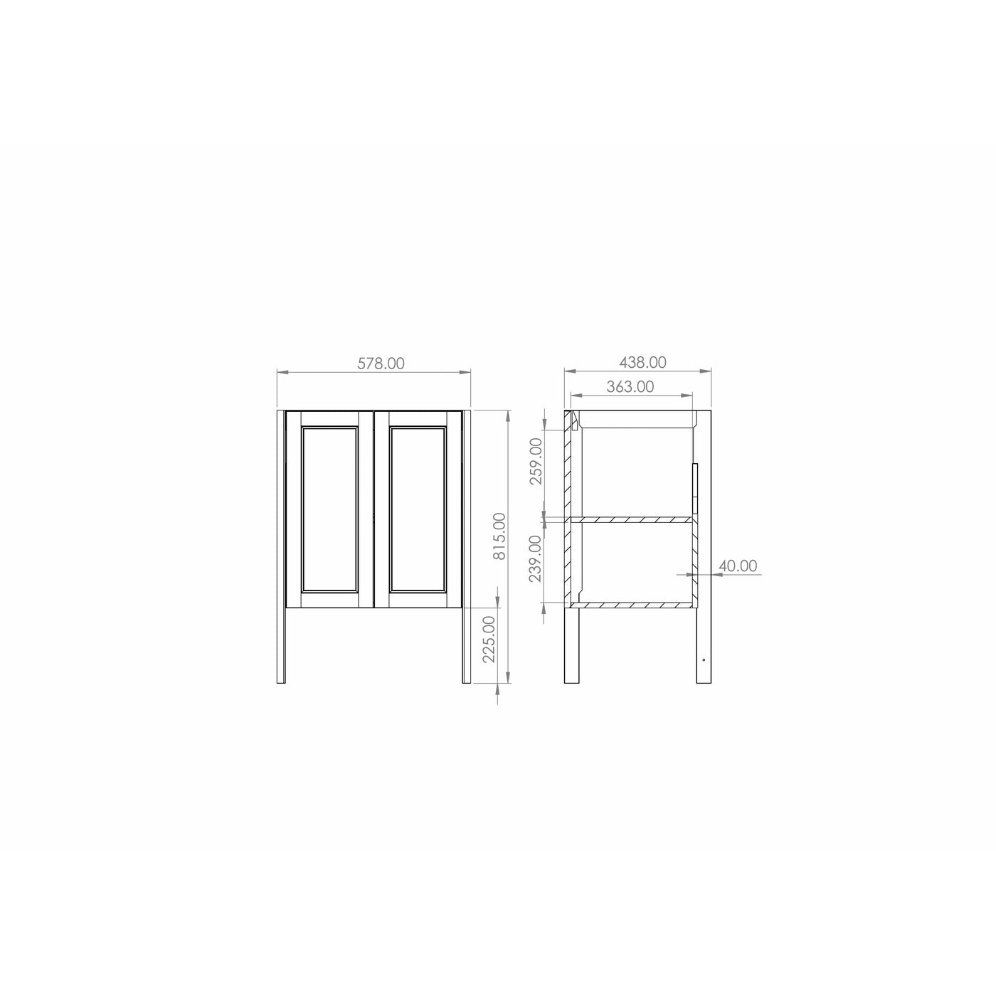 Saneux Dove Grey Floor Standing Vanity Unit and Sink (600mm) - Letta London - Floor Standing Vanity Units