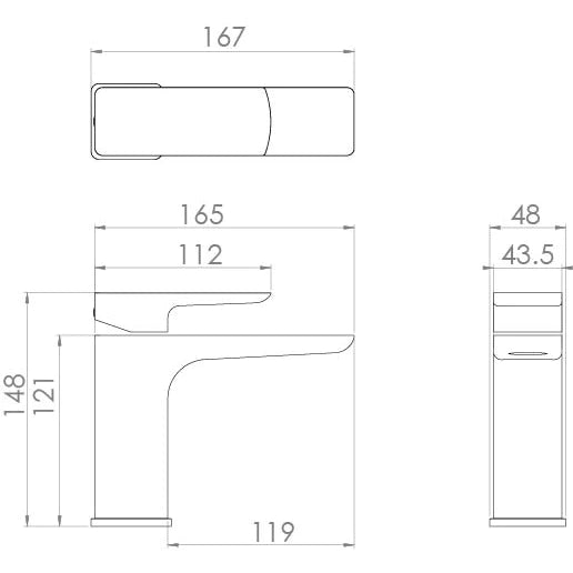 Saneux Deck Mounted Matte Black FUJI Basin Mixer + C. Waste FUJI Basin Mixer + C. Waste - FU002.MB - Letta London - Basin Taps