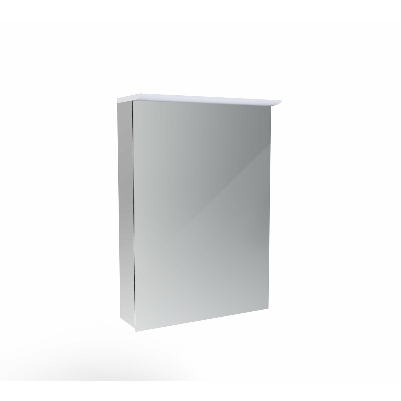 Saneux GLACIER+ 1 door Aluminium Cabinet (Reversible) H714 x W500 x D135mm Acrylic top profile, Black smoked glass shelved x2 - Letta London - Mirror Cabinets