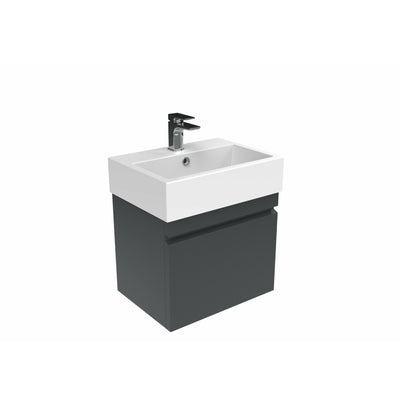Saneux Gloss Grey Wall-Mounted Vanity Unit and Sink (500mm) - Letta London - Wall Hung Vanity Units