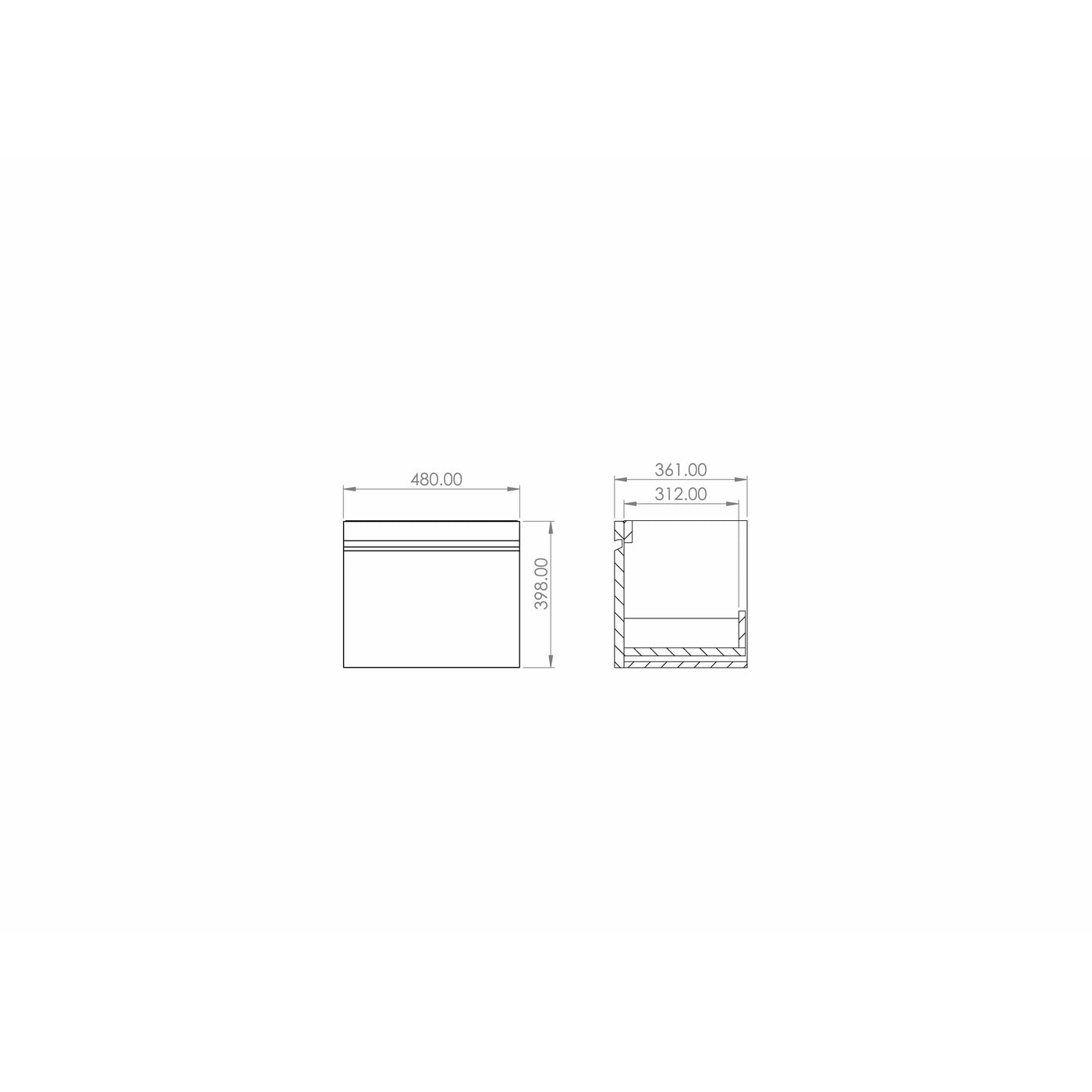 Saneux Gloss Grey Wall-Mounted Vanity Unit and Sink (500mm) - Letta London - Wall Hung Vanity Units
