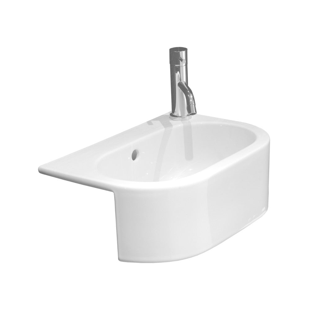 Saneux Gloss White 46x32cm semi-recessed Washbasin Left T/H - Letta London - 