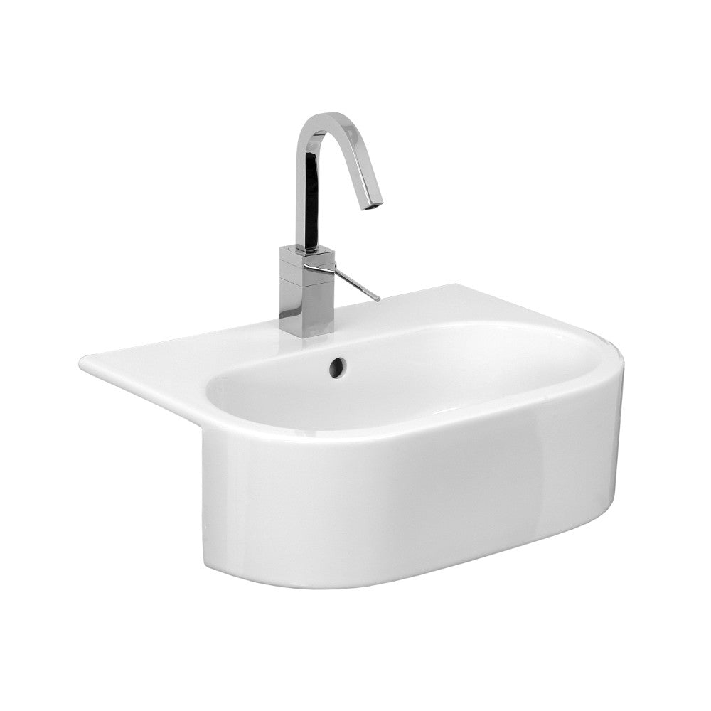 Saneux Gloss White 54x40cm Semi-recessed Washbasin 1 T/H - Letta London - 