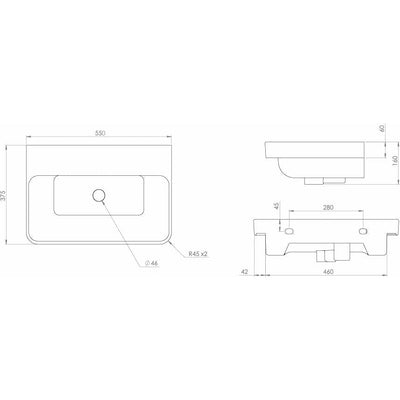 Saneux Gloss White HYDE 55x37cm Washbasin - 0TH Gloss White - Letta London - 