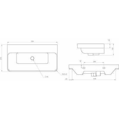 Saneux Gloss White HYDE 70x37cm Washbasin - 0TH Gloss White - Letta London - 