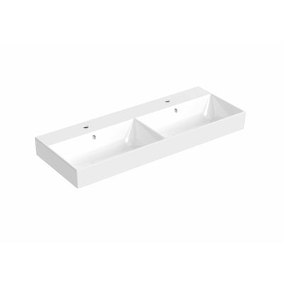 Saneux Gloss White QUADRO 120cm Washbasin 2TH Gloss White - Letta London - 