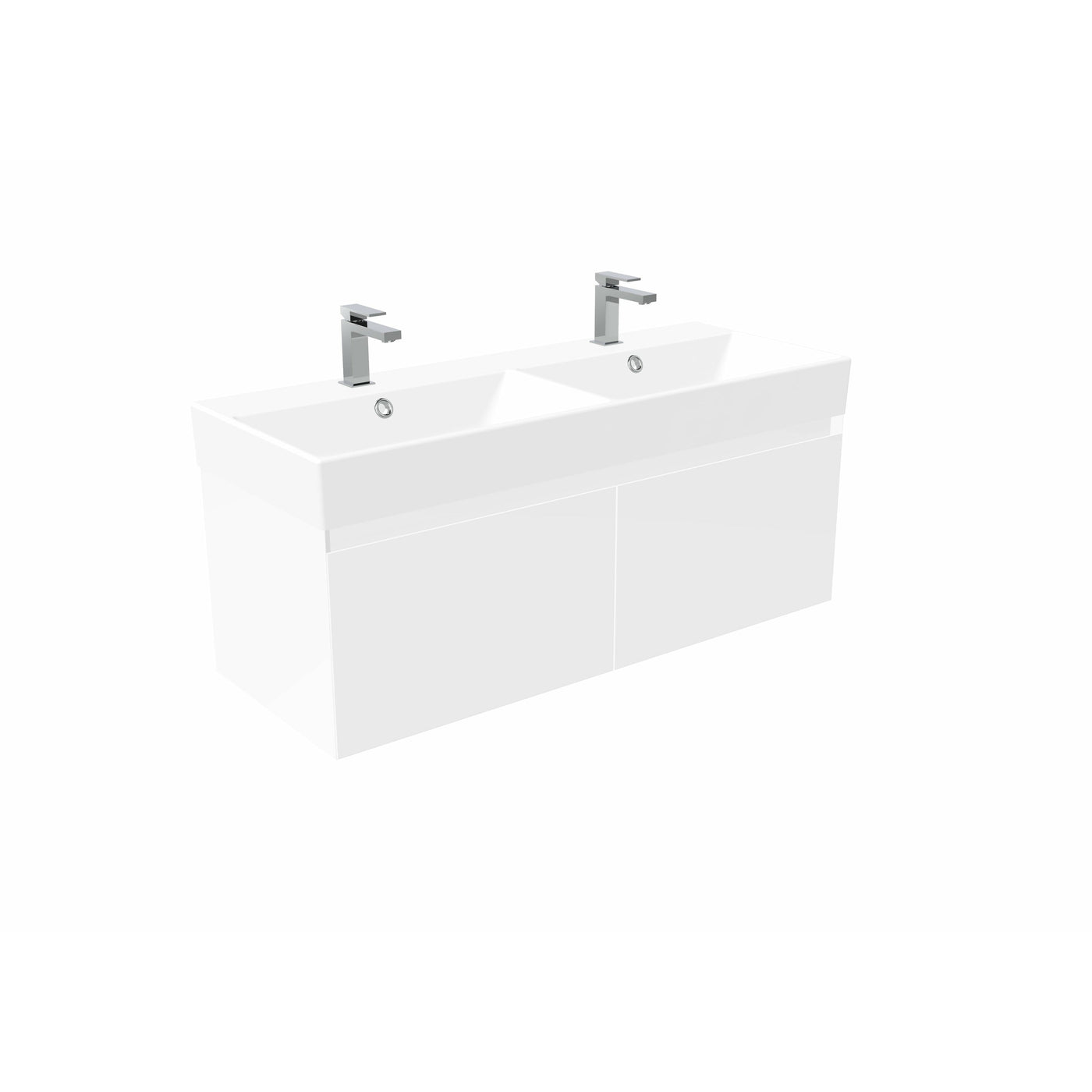 Saneux Gloss White Wall-Mounted Vanity Unit and Sink (1200mm) - Letta London - Wall Hung Vanity Units