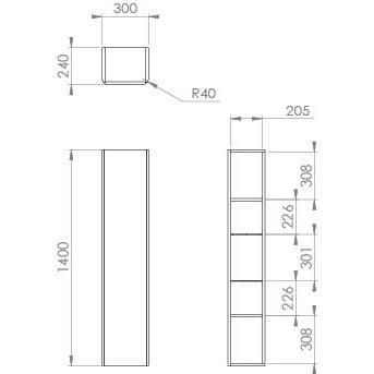Saneux HYDE 30x24x140cm Tall Unit Matte White - Letta London - 