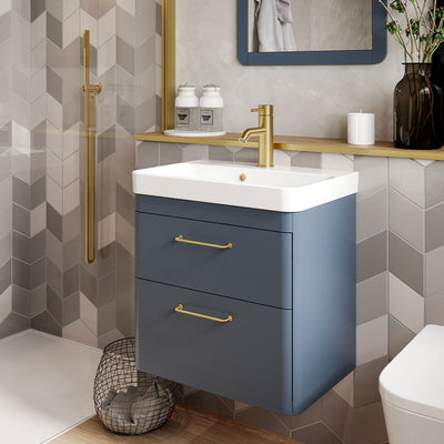 Saneux Matt Fiord Wall Hung Vanity Unit and Sink (600mm) - Letta London - Wall Hung Vanity Units