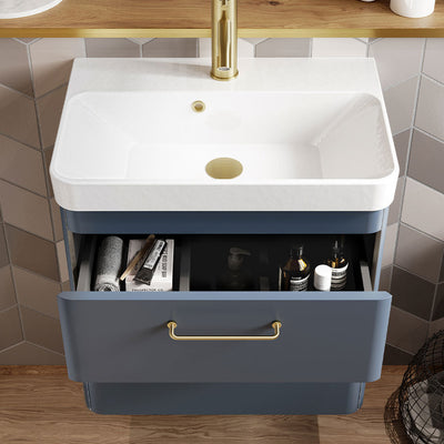 Saneux Matt Fiord Wall Hung Vanity Unit and Sink (600mm) - Letta London - Wall Hung Vanity Units