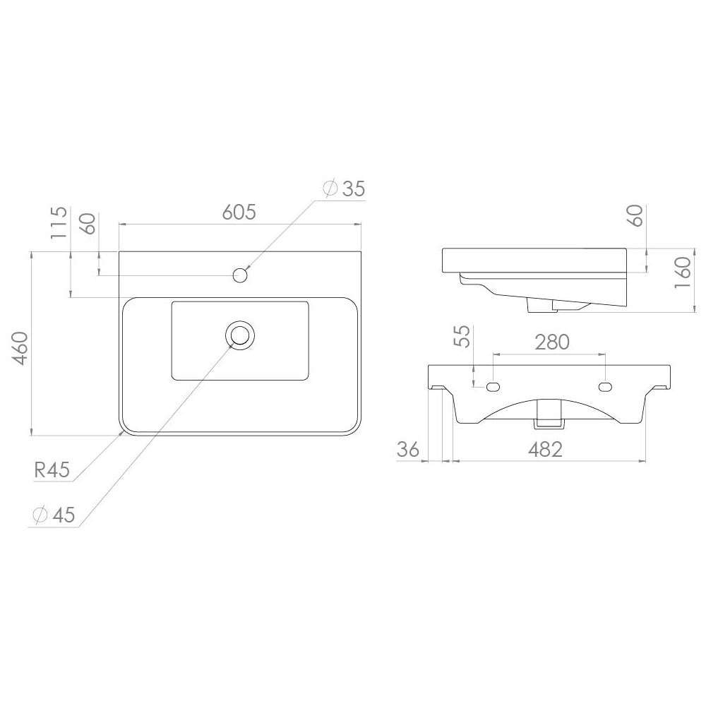 Saneux Matt Fiord Wall Hung Vanity Unit and Sink (600mm) - Letta London - Wall Hung Vanity Units
