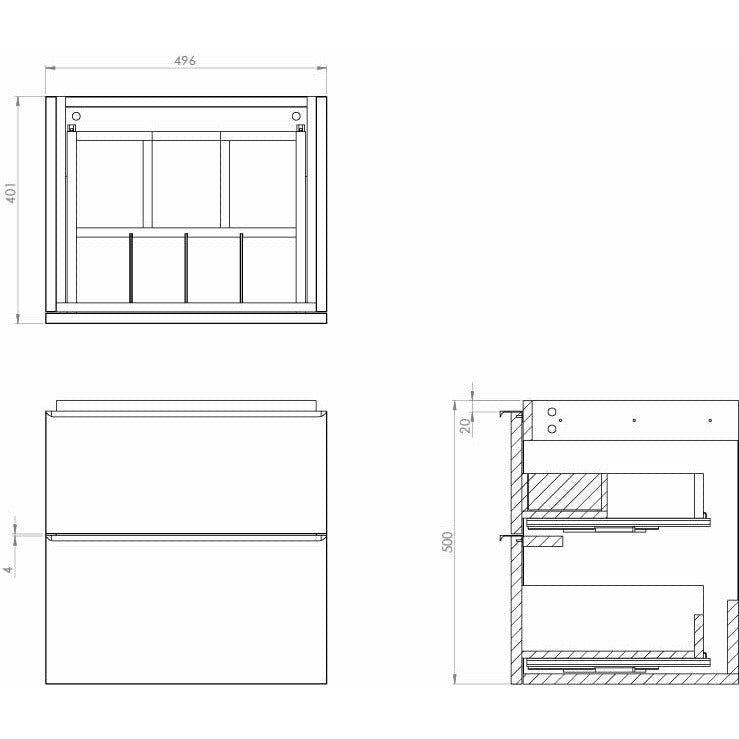 Saneux Matt Fiord Wall-Mounted Vanity Unit and Sink (600mm) - Letta London - Wall Hung Vanity Units