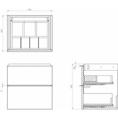 Saneux Matt Fiord Wall-Mounted Vanity Unit and Sink (600mm) - Letta London - Wall Hung Vanity Units