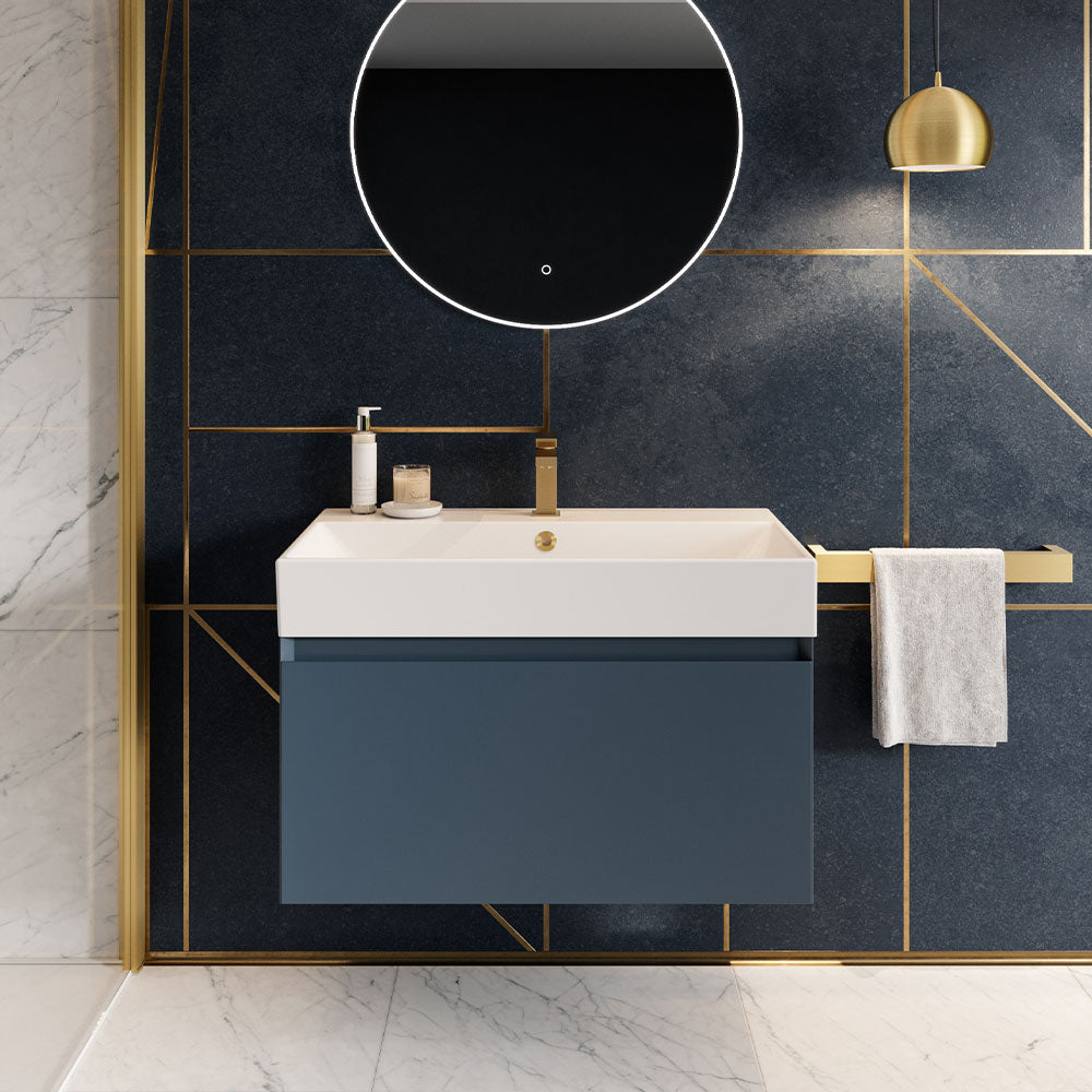 Saneux Matt Fiord Wall-Mounted Vanity Unit and Sink (600mm) - Letta London - Wall Hung Vanity Units