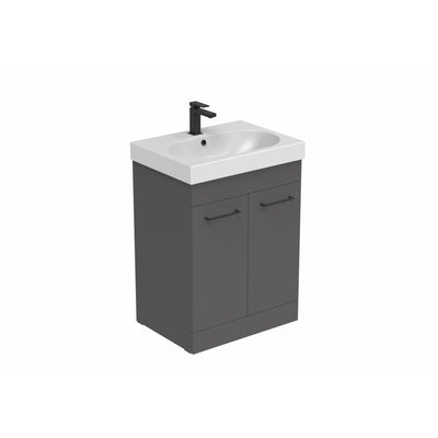 Saneux Matt grey Floor Standing Vanity Unit and Sink (600mm) - Letta London - Floor Standing Vanity Units