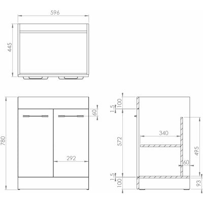 Saneux Matt grey Floor Standing Vanity Unit and Sink (600mm) - Letta London - Floor Standing Vanity Units