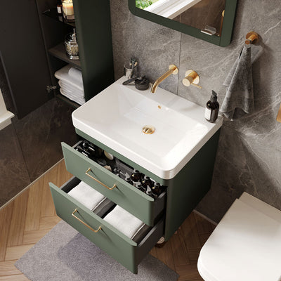 Saneux Matt Sage Wall Hung Vanity Unit and Sink (600mm) - Letta London - Wall Hung Vanity Units