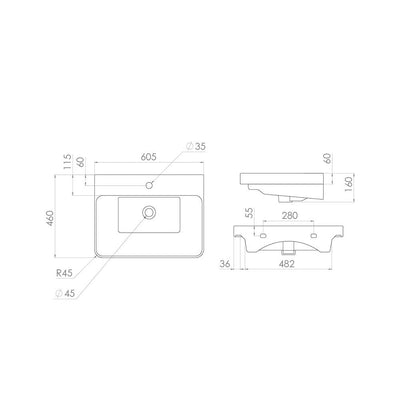 Saneux Matt Sage Wall Hung Vanity Unit and Sink (600mm) - Letta London - Wall Hung Vanity Units