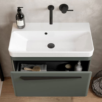 Saneux Matt Sage Wall Hung Vanity Unit and Sink (700mm) - Letta London - Wall Hung Vanity Units