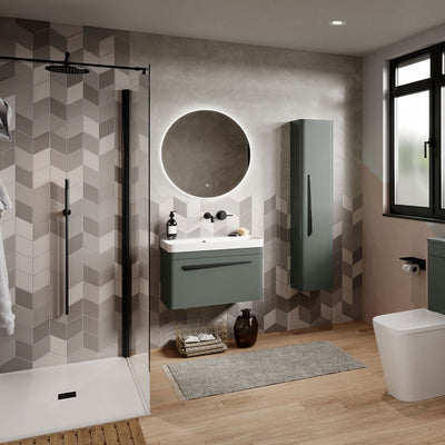 Saneux Matt Sage Wall Hung Vanity Unit and Sink (700mm) - Letta London - Wall Hung Vanity Units