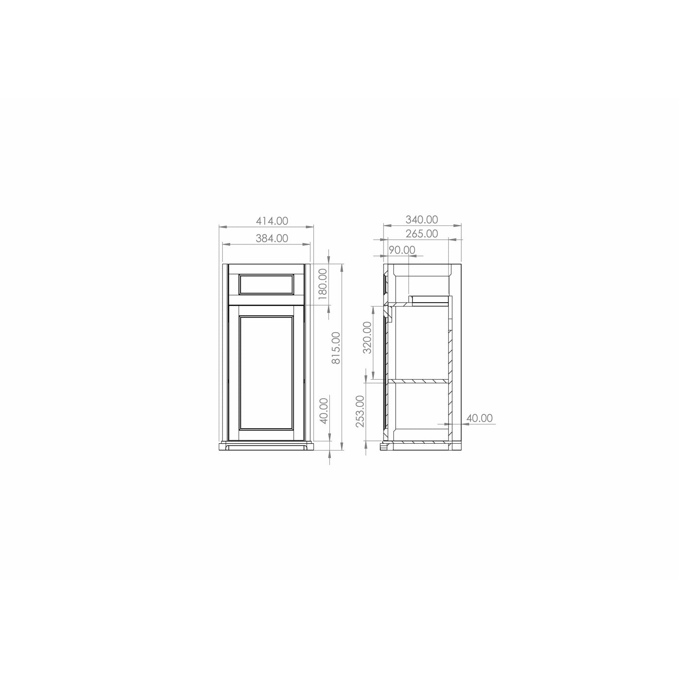 Saneux Matt White Floor Standing Vanity Unit and Sink (400mm) - Letta London - Floor Standing Vanity Units