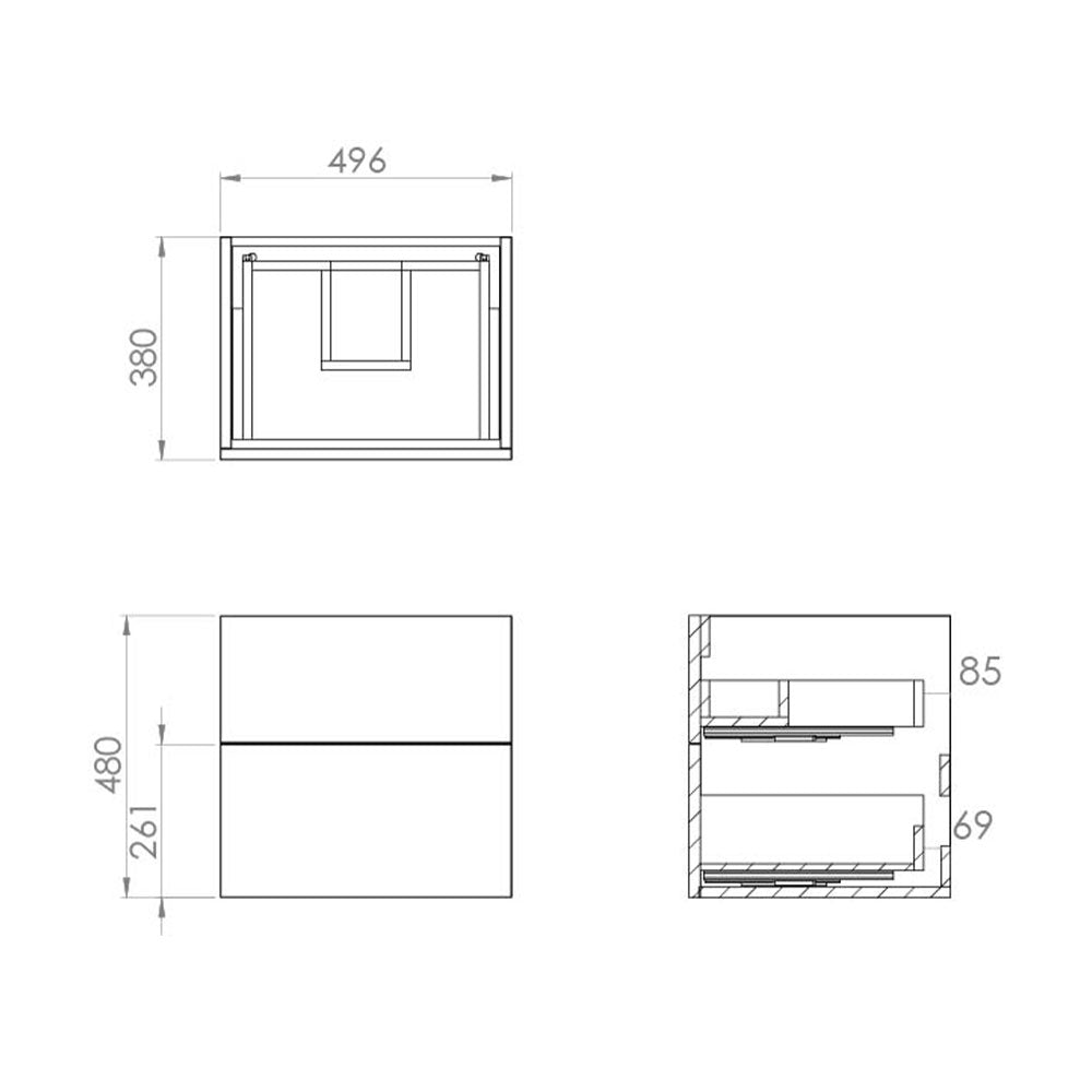 Saneux Matt White Wall-Mounted Vanity Unit and Sink (500mm) - Letta London - Vanity Units