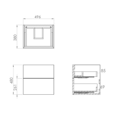 Saneux Matt White Wall-Mounted Vanity Unit and Sink (500mm) - Letta London - Vanity Units