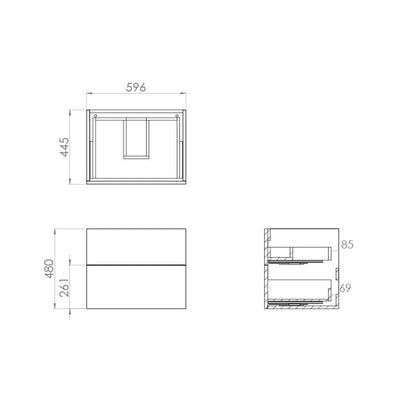 Saneux Matt White Wall-Mounted Vanity Unit and Sink (600mm) - Letta London - Vanity Units