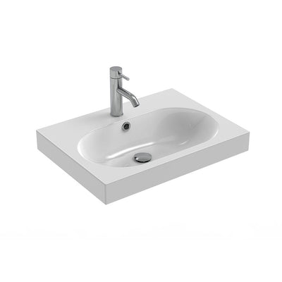 Saneux Matt White Wall-Mounted Vanity Unit and Sink (600mm) - Letta London - Vanity Units