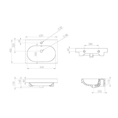 Saneux Matt White Wall-Mounted Vanity Unit and Sink (600mm) - Letta London - Vanity Units
