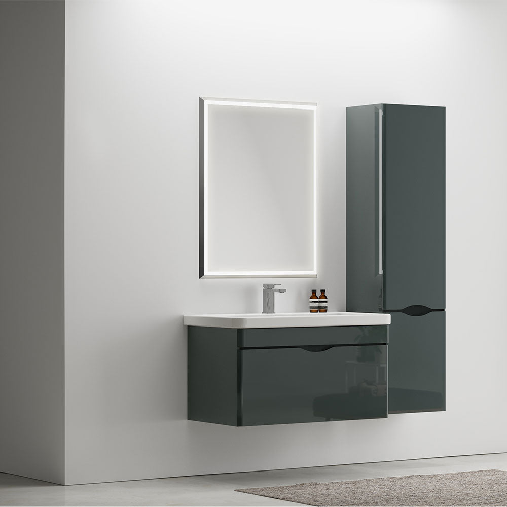 Saneux Matt White Wall-Mounted Vanity Unit and Sink (800mm) - Letta London - Wall Hung Vanity Units