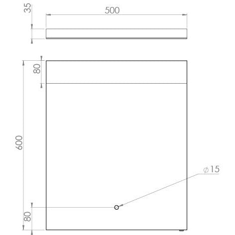 Saneux MATTEO H600mm x W500mm x D35mm Horizontal top light, and down lighting - Letta London - Standard Mirrors