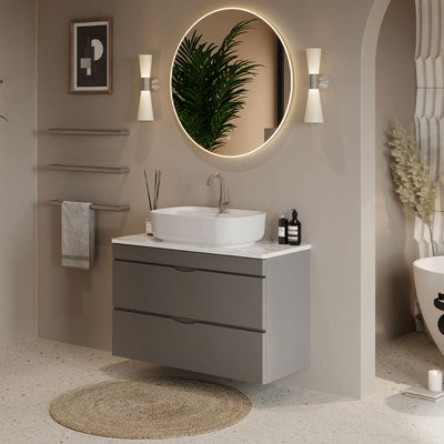 Saneux Pewter Grey Wall-Mounted Vanity Unit and Sink (1000mm) - Letta London - Wall Hung Vanity Units