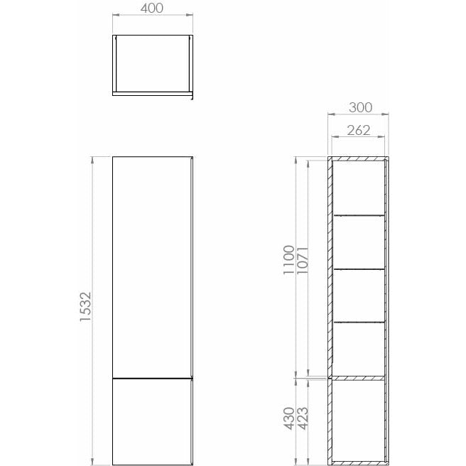 Saneux PRAGUE 153x40x30cm Tall Unit Matte White - Egger graphite interior - Letta London - 