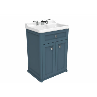 Saneux Prussian Blue Floor Standing Vanity Unit and Sink (600mm) - Letta London - Floor Standing Vanity Units