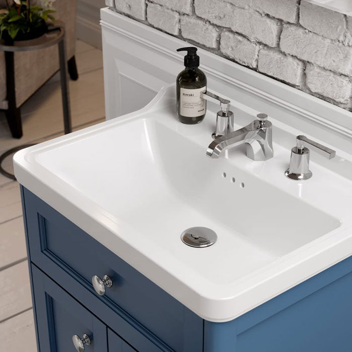 Saneux Prussian Blue Floor Standing Vanity Unit and Sink (600mm) - Letta London - Floor Standing Vanity Units