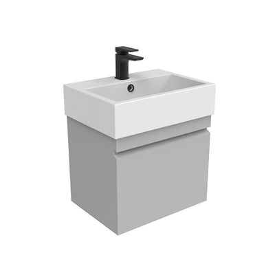 Saneux Stone Grey Wall-Mounted Vanity Unit and Sink (600mm) - Letta London - Cloakroom Vanity Units