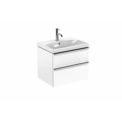 Saneux White Gloss Wall-Mounted Vanity Unit and Sink (500mm) - Letta London - Wall Hung Vanity Units