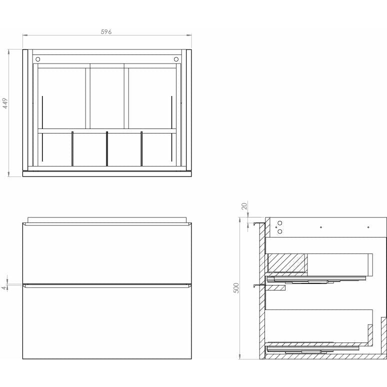 Saneux White Gloss Wall-Mounted Vanity Unit and Sink (500mm) - Letta London - Wall Hung Vanity Units