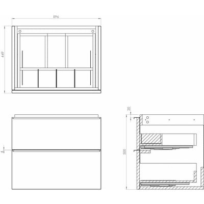 Saneux White Gloss Wall-Mounted Vanity Unit and Sink (500mm) - Letta London - Wall Hung Vanity Units